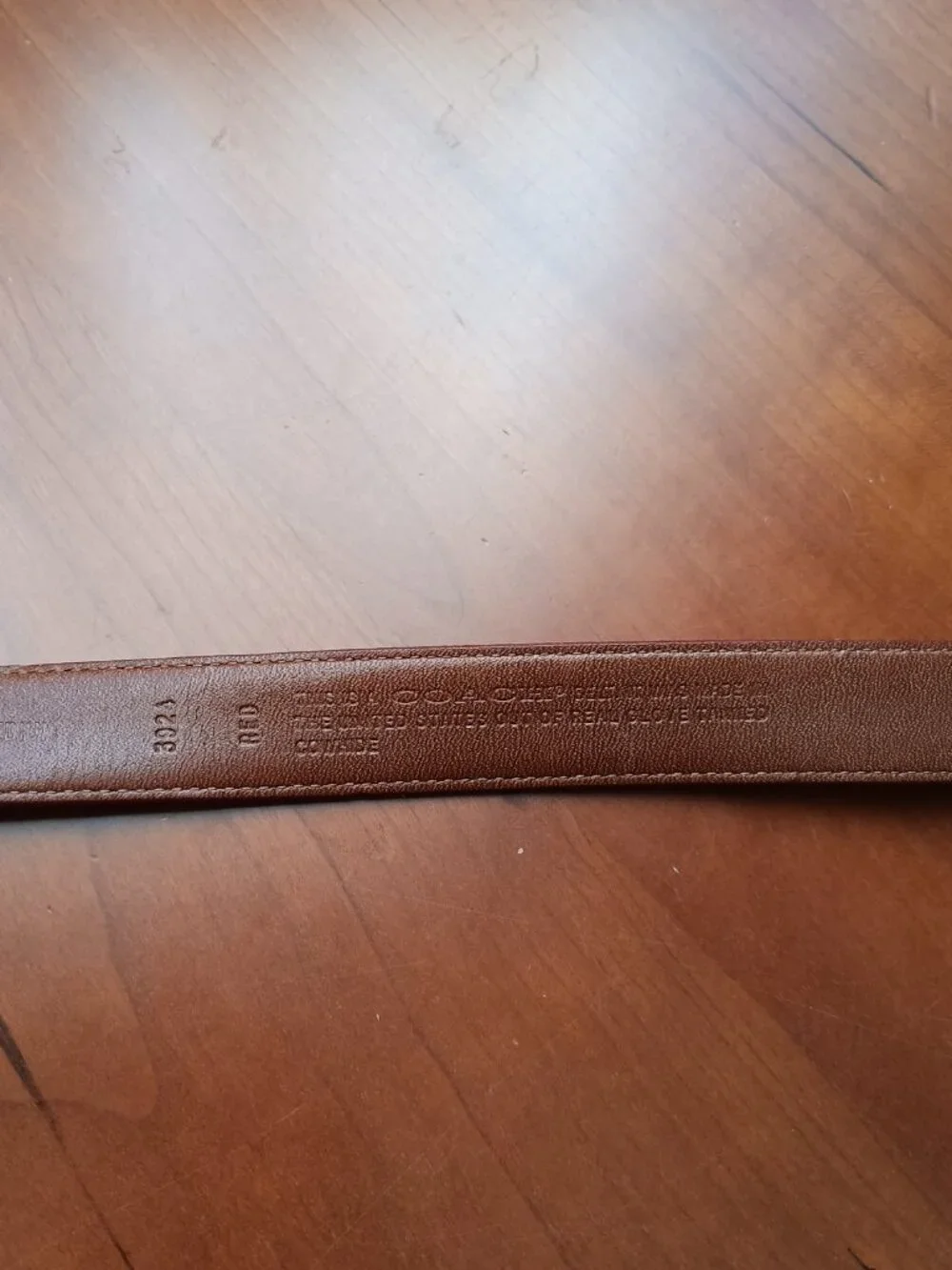 Pre-Loved COACH Red Leather MADE IN THE USA Silver Buckle Belt Size Medium